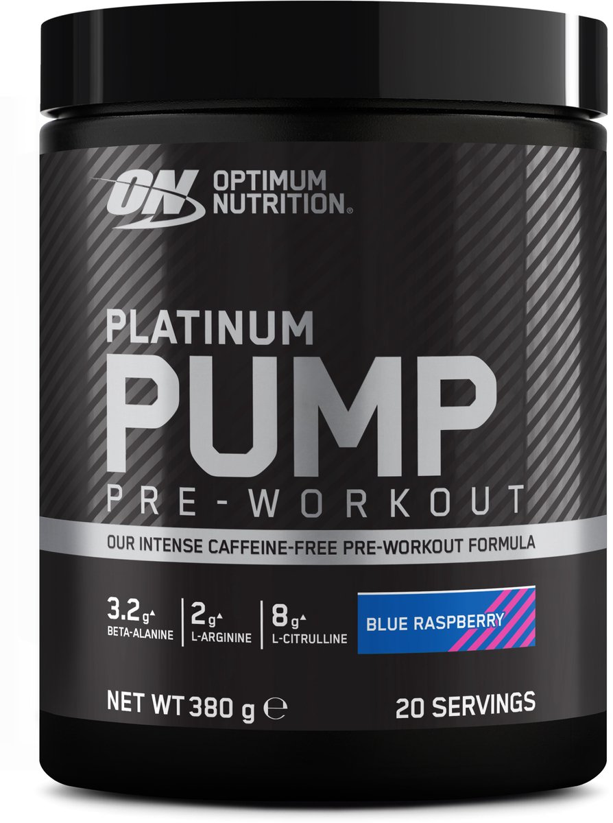 Goedkoopste Optimum Nutrition Platinum Pump Pre Workout - Blue Raspberry - 380 gram (20 Servings