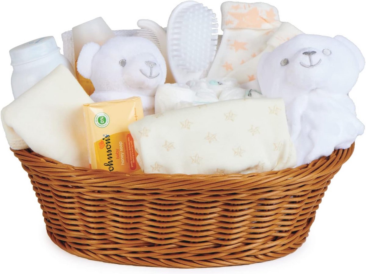 Cadeauset voor Pasgeborenen - Handverpakt met Babyspullen, Slabbetje, Dekbed en Rammelaar - Ideaal Kraamcadeau