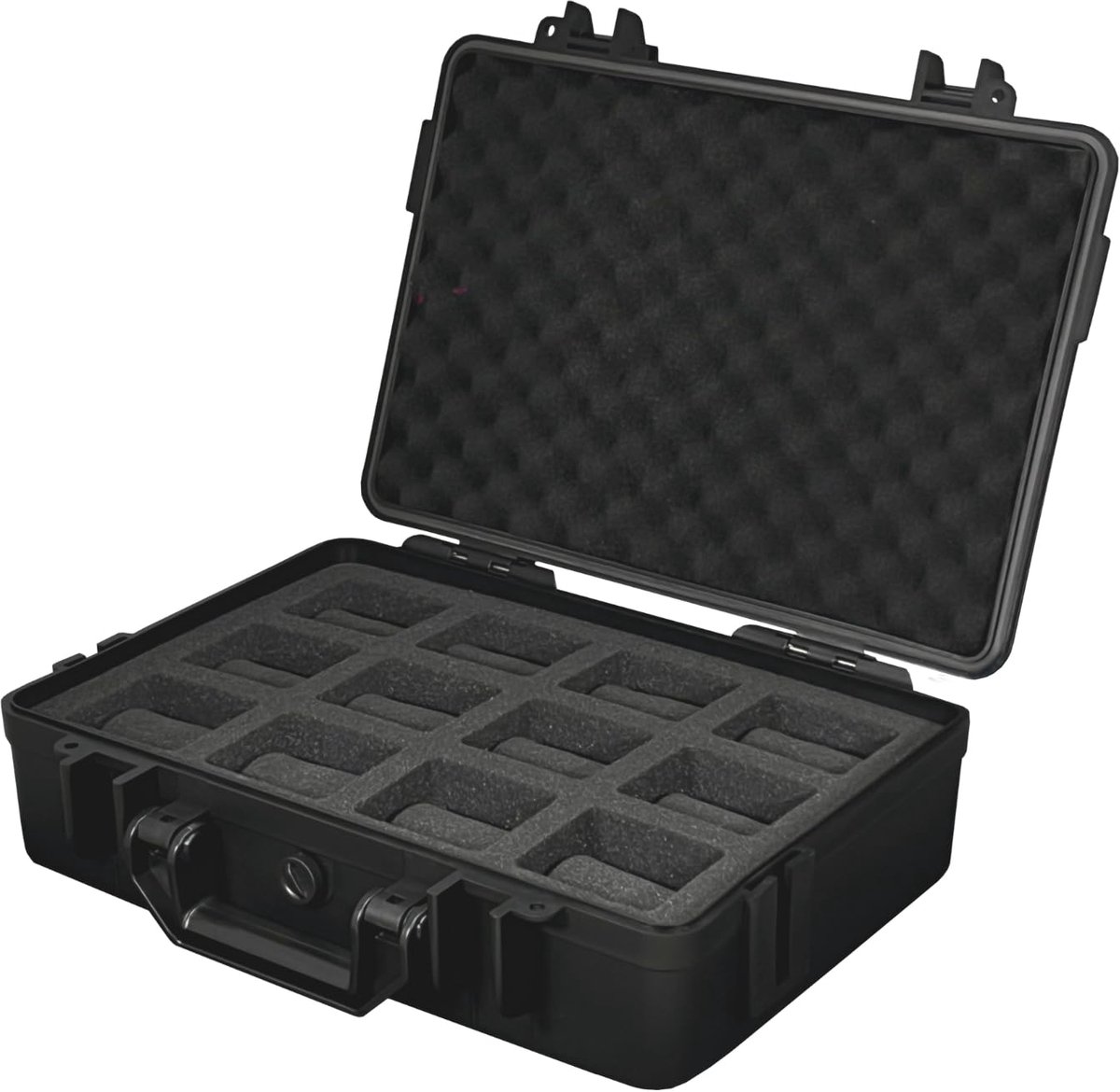 MR Maestro Relojero - Robuuste reishorlogebox | 12 horlogecompartimenten | Waterdicht en schokbestendig | Ideaal voor horlogeverzamelaars, zwart, voor 12 horloges | Ultra robuust
