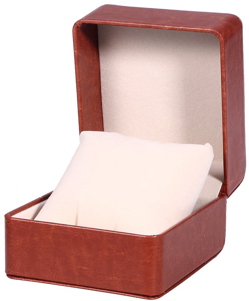 NICERIO Horlogedoos, Premium PU Enkelvoudig Raster Armbanddoos Cadeaudoos Sieradendoos met Kussen, Ideaal voor Kerstmis Nieuwjaar Verjaardagscadeau (Koffie)