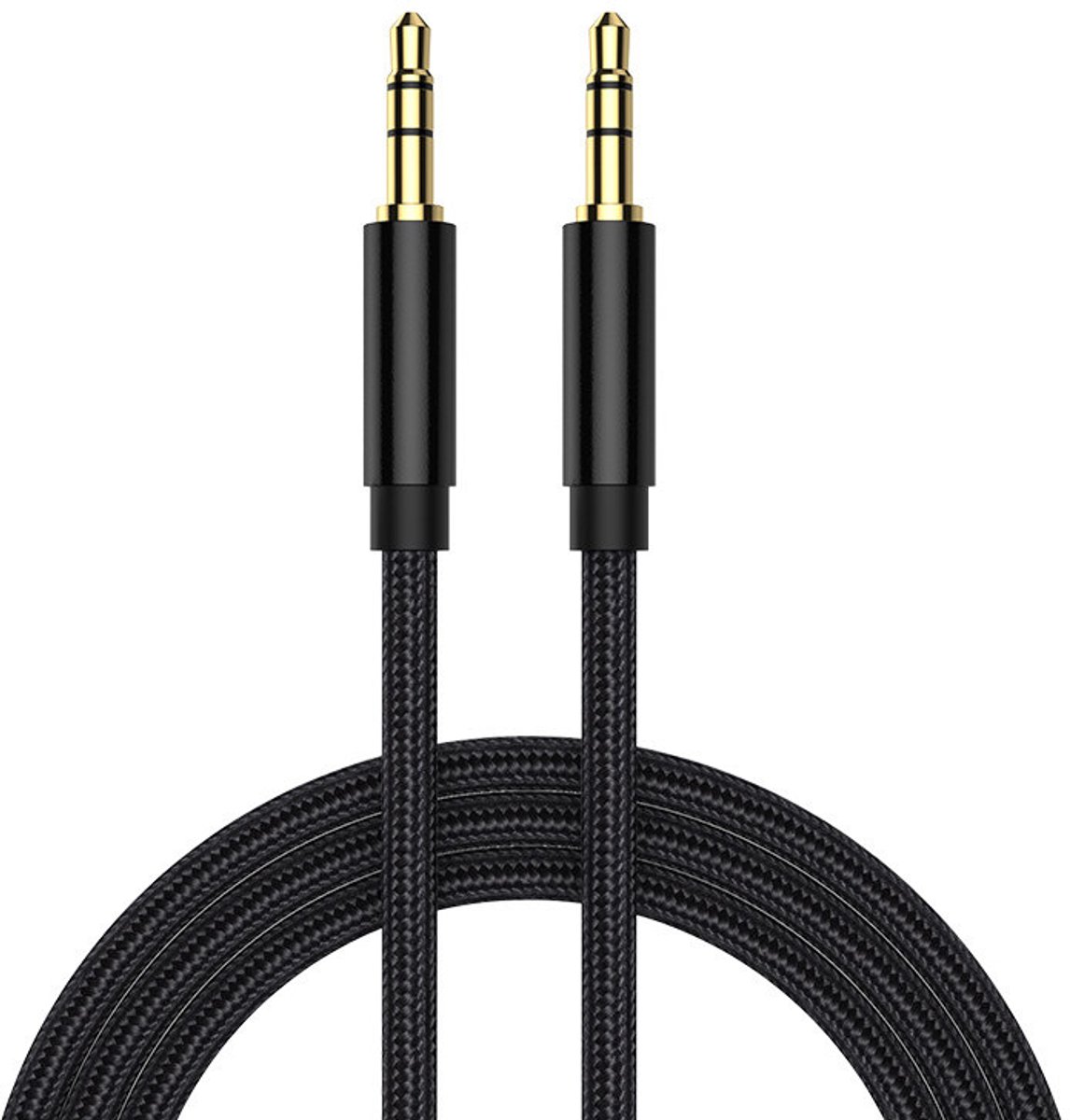 Nereb – AUX Kabel 3.5mm Jack naar Jack – 1 Meter – Stereo Geluid – Gevlochten Kabel – Vergulde Connectoren – Voor Auto, Speaker, Telefoon & Audioapparatuur