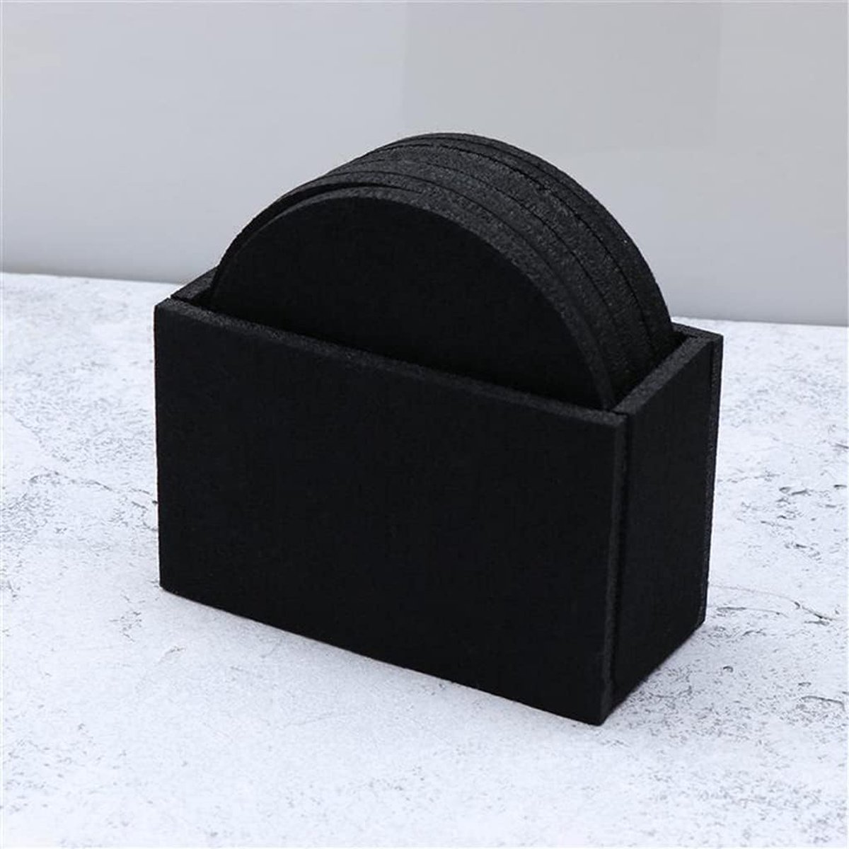 Set Van 8 Onderzetters - Vilten onderzetter - Onderzetters Met Houder - Onderzetters Voor Glazen - Onderzettersset - Isolatiemat - Anti-verbrandingskommat - Anti Slip - Hittebestendig - Zwart — cadeau in Wonen & Interieur - foto 2