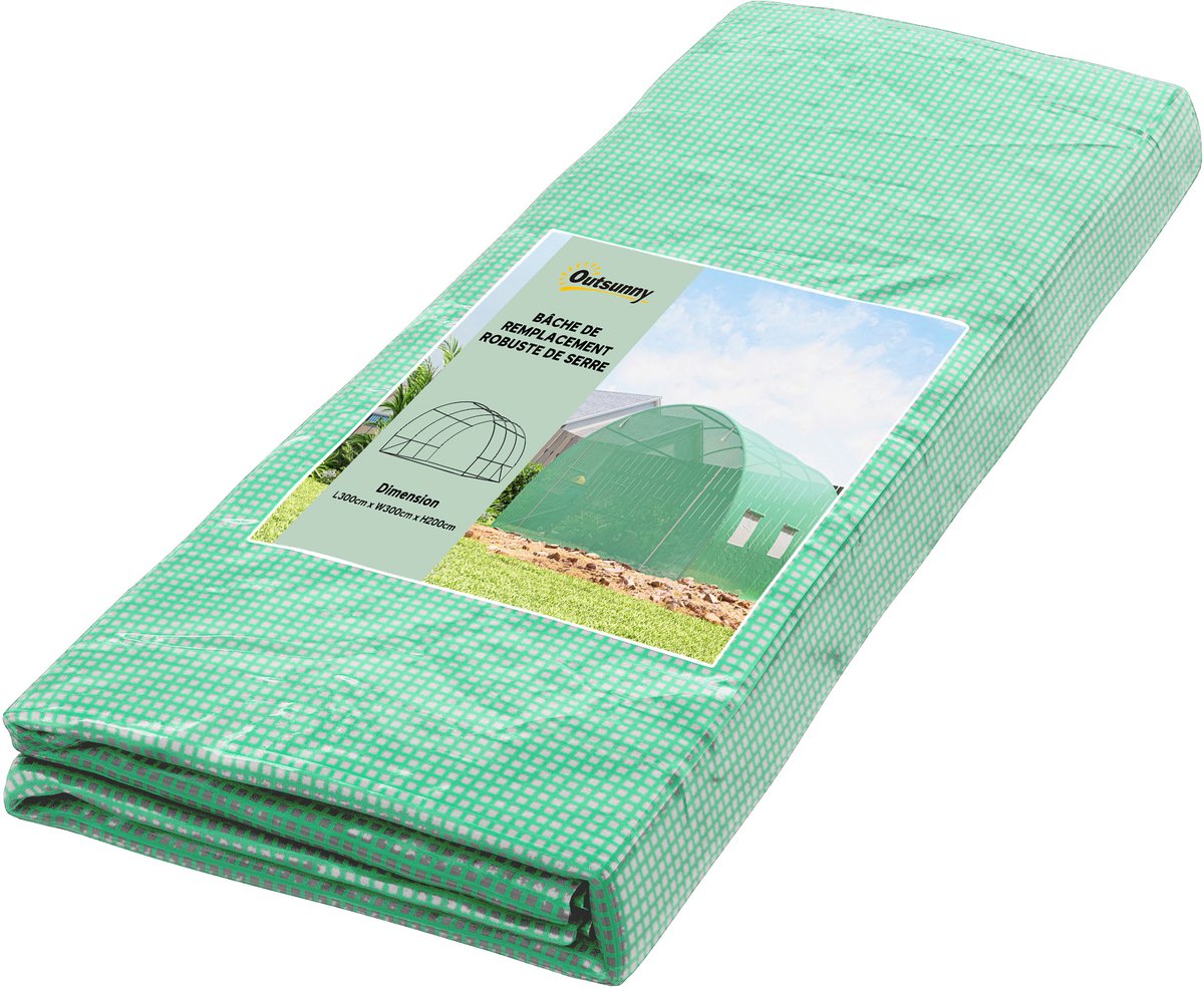 Outsunny-Kasafdekking-300x300x200cm-Polyéthylène-Vert
