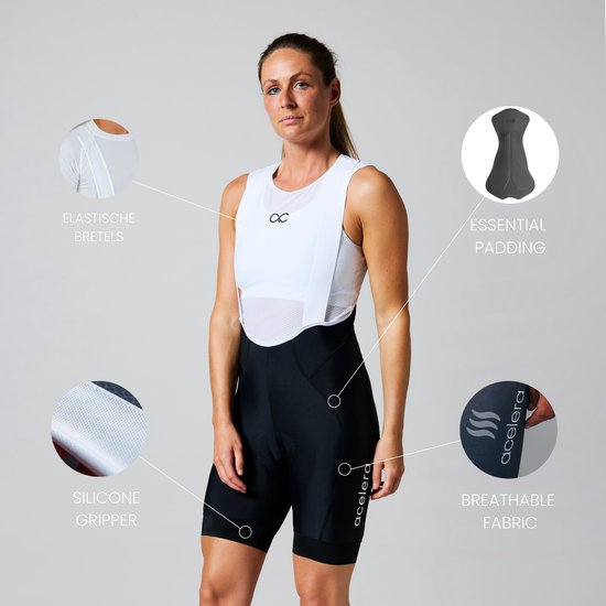 Acelera Essential Fietsbroek Dames met Zeem - Wielrenbroek - Wielerbroek - Mountainbike - Bibshort - Spinning - Fietskleding - Koersbroek - Kort - Bretels - Maat XL van Merkloos — afbeelding 3