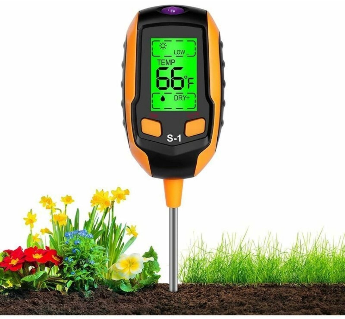 EXCITAT 4-in-1 bodemtester - pH-meter voor bodem - pH-tester voor bodemvocht - Lichtvochtigheidsmeter - Geschikt voor plantengrond, tuin, boerderij, gazon, moestuin