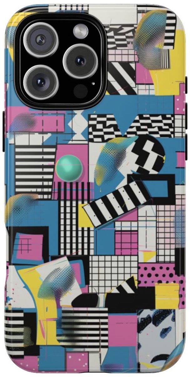 Kleurrijk Geometrisch Abstract Patroon – Telefoonhoesje Geschikt voor iPhone 16 Pro Max