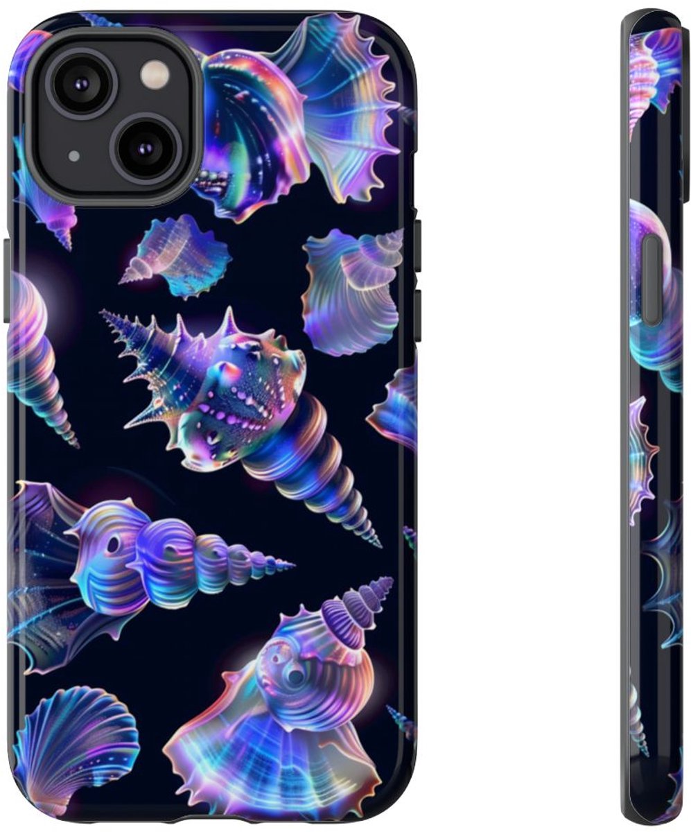 Neon Pastel Schelpenpatroon – Telefoonhoesje Geschikt voor iPhone 14 Plus