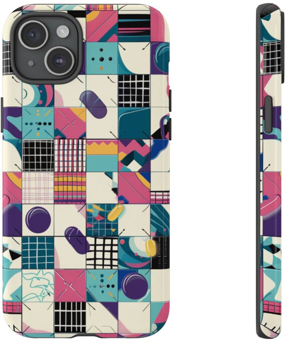 Kleurrijk Abstract Geometrisch Patroon – Telefoonhoesje Geschikt voor iPhone 15 Plus
