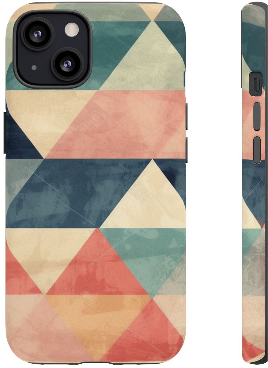 Gedempt Geometrisch Driehoekpatroon – Telefoonhoesje Geschikt voor iPhone 13