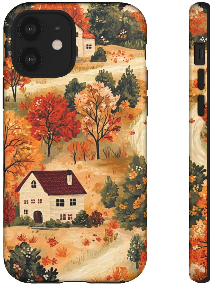 Herfstlandschap met Huizen – Telefoonhoesje Geschikt voor iPhone 12