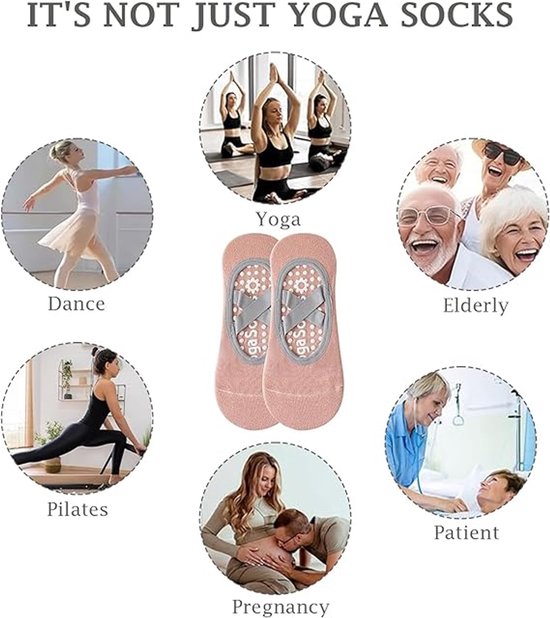 3 paar - Antislip yogasokken - Yogasokken - Antislip pilatessokken - Antislipzool - Met antislipbandjes - Ademend - Comfortabel - Roze, Zwart, Grijs - Geschikt voor Pilates, Fitness, Ballet, Thuisworkouts van Merkloos — afbeelding 2
