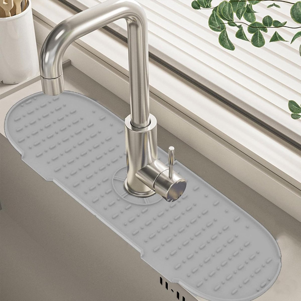 Siliconen lekbakmat- droogmat voor aanrechtbladen- beschermer voor gootsteen in de badkamer- spons voor afwasmiddel voor gootsteenaccessoires (grijs)