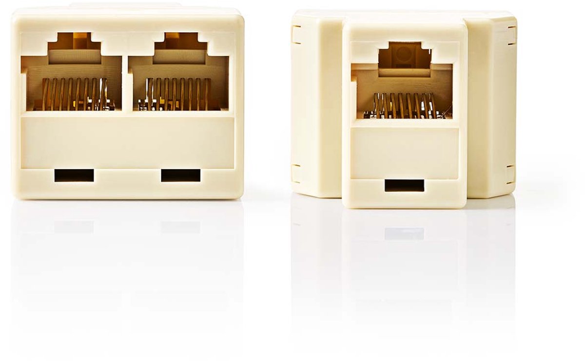 Nedis Telecom-Netwerksplitter - RJ45 Female - 2x RJ45 Female - Verguld - Ivoor - PVC - Doos