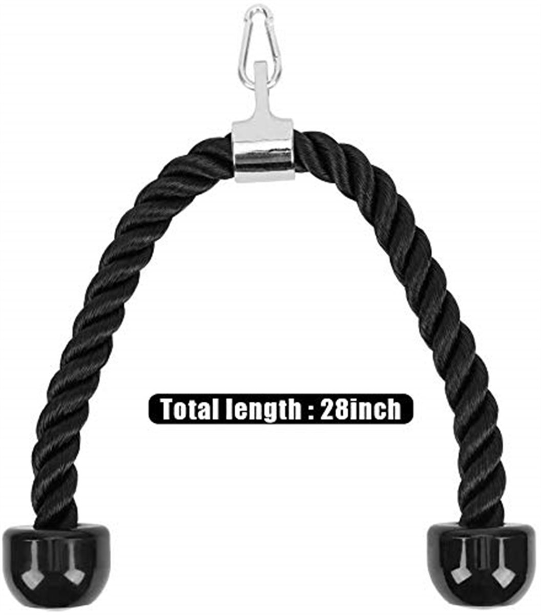Tricepstouw voor Krachttraining – 69 cm Fitness Kabelaccessoire van Nylon met Kunststof Eindkappen – Geschikt voor Biceps, Triceps & Schoudertraining – Voor Thuis & Sportschool