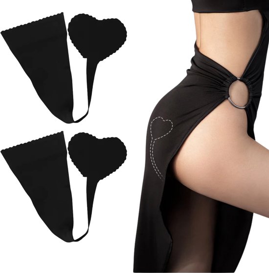 Foto: Onzichtbare zelfklevende c strings zonder zijbandjes zijkant strapless onzichtbaar invisible seamless herbruikbaar zwart maat l