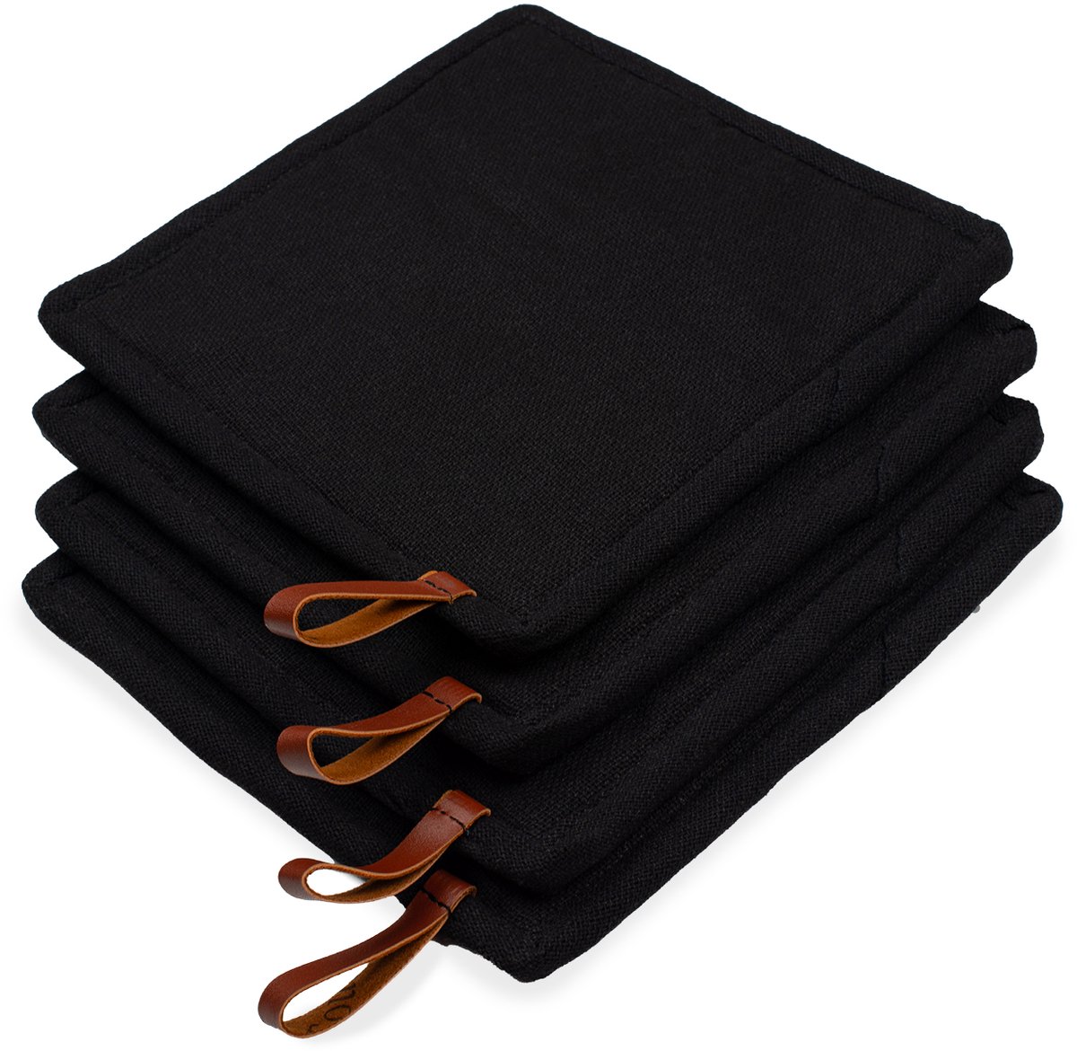 CH&F Pannenlap met Pocket 4 stuks | Bellavarde Licorice | Pannenlap Zwart | 20x20cm