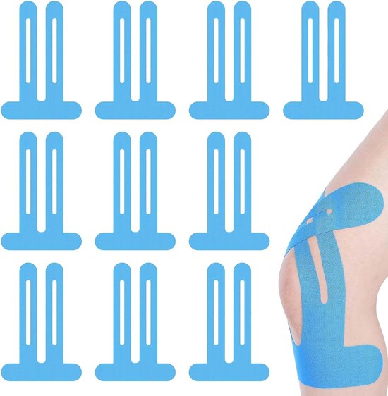 10 stuks knietape, kinetische tape voor knieondersteuning en spieren, voorgesneden kinesiologietape voor knieën, kinesthetische tape, elastische kinesiologietape, voorgesneden voor knieën, verbeterde elastische kinesiologie, atletisch (blauw)