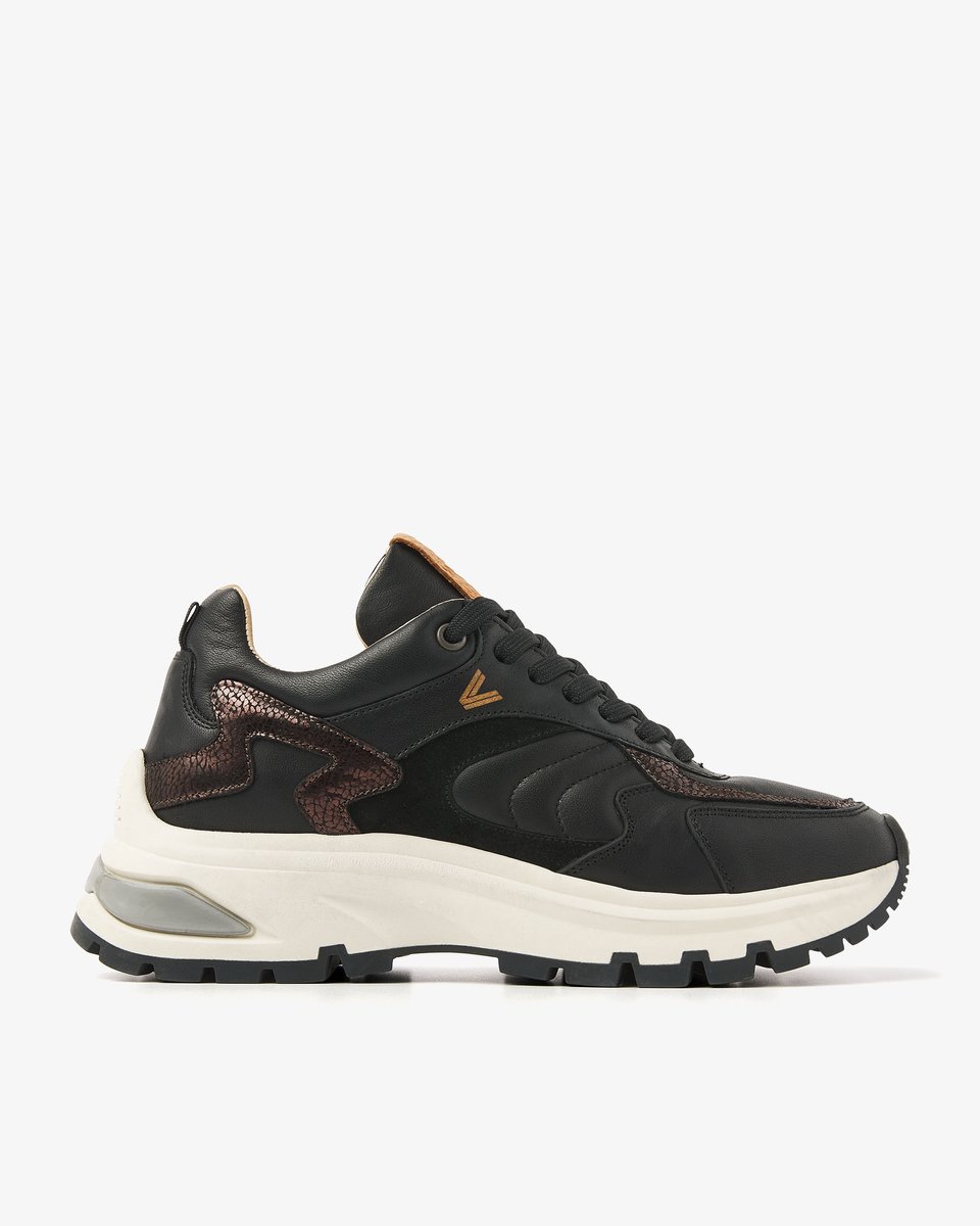 VIA VAI Liz Leighton Sneakers Dames - Leer,Suède - Zwart - Maat 41