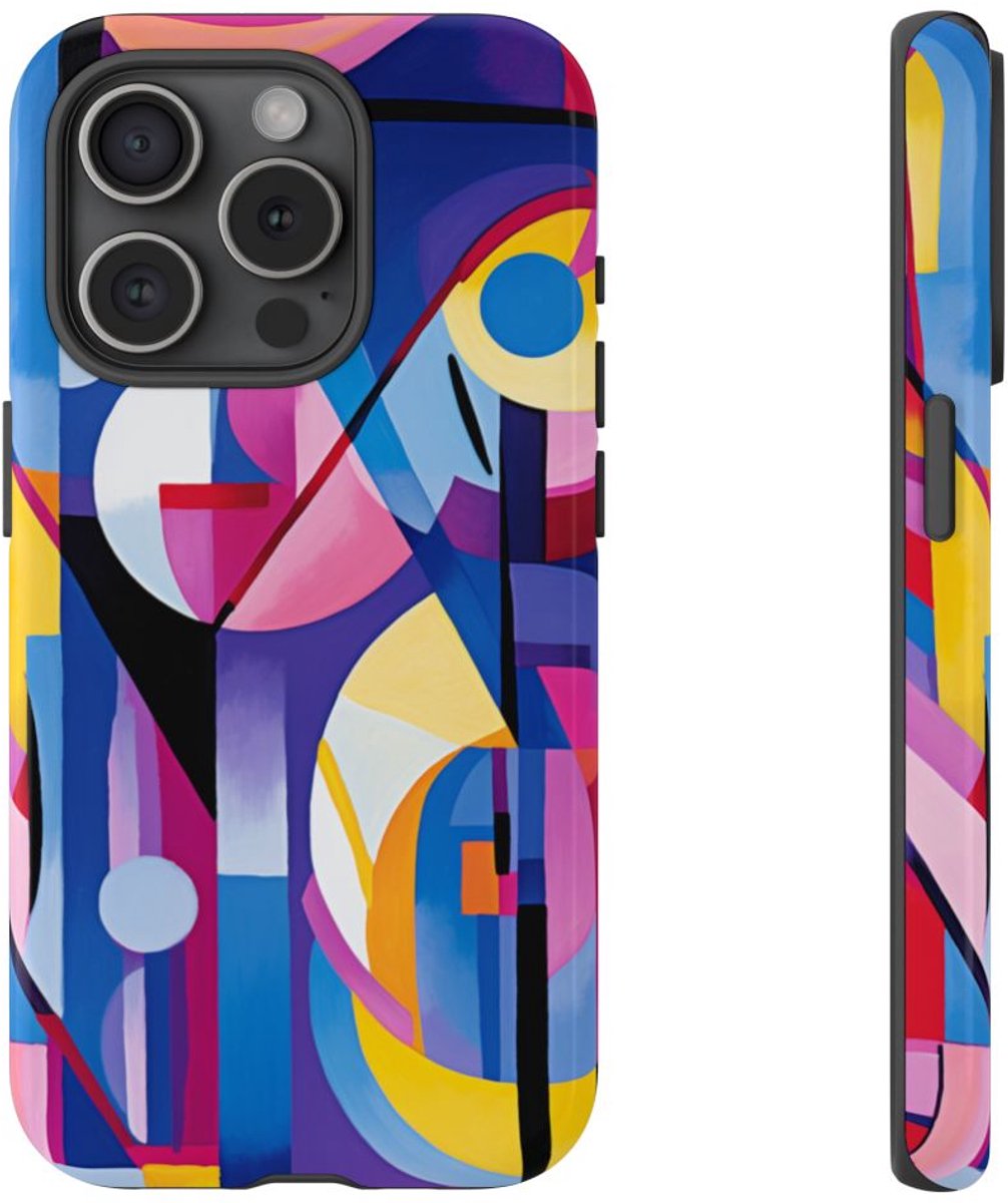Kleurrijk Abstract Geometrisch Ontwerp – Telefoonhoesje Geschikt voor iPhone 15 Pro