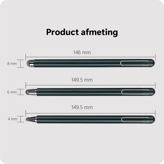 Cazy 3x Universele Stylus Pen / Stylus Pen Tablet - Touchscreen Compatible - Hoogwaardig materiaal - Beeldscherm Vingerafdruk Vrij - 4/6/8 mm - Zwart van Cazy — afbeelding 4