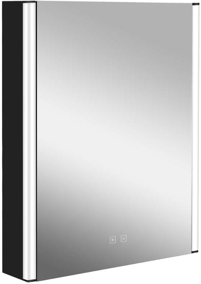 kielle Arkas I - Spiegelkast met LED verlichting, verwarming en USB poort, 55x70x13 cm, mat zwart 50111614
