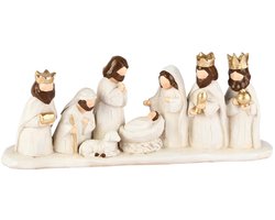 Dekoratief | Ensemble kerststalfiguren, wit, resina, 27x6x11cm | A255040
