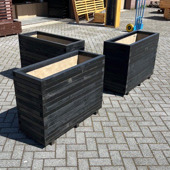 AMISHOUT - Jardinière haute en bois 100x40x72cm - noir - jardinière d'extérieur