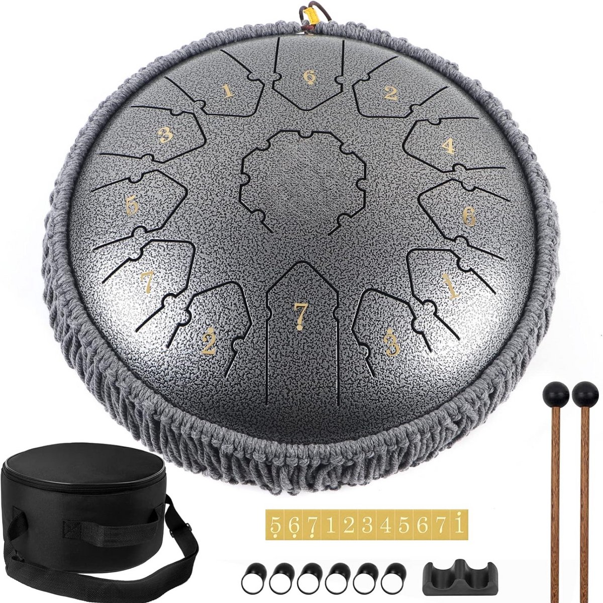 MKSS® Handpan - Tongue Drum - Klankschaal - Meditatie - Grijs