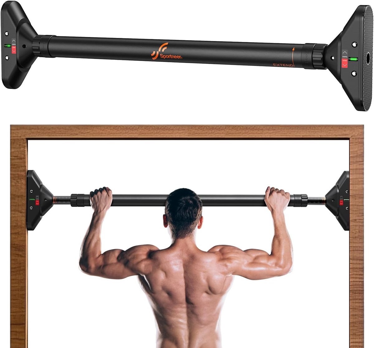 MKSS® Pull Up Bar Deur - Optrekstang - Station - Extra Stevig - Zwart
