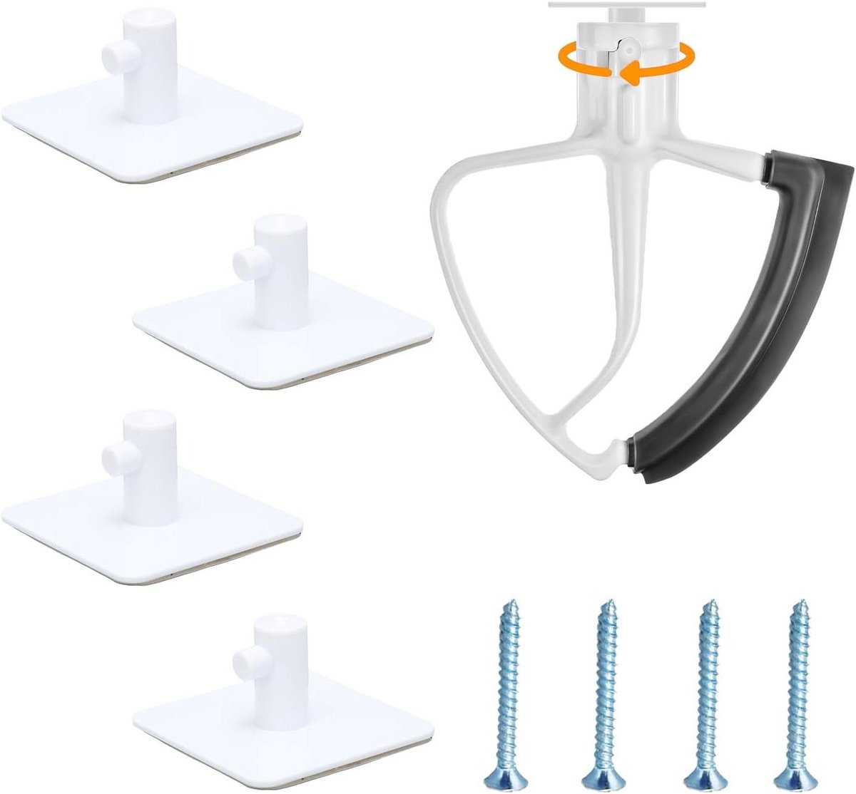 Verticale Mixer Attachment Houder Set - 4 Stuks ABS Wit - Geschikt voor Stand Mixers - Keukenaccessoires met Schroeven - Ruimtebesparend Design