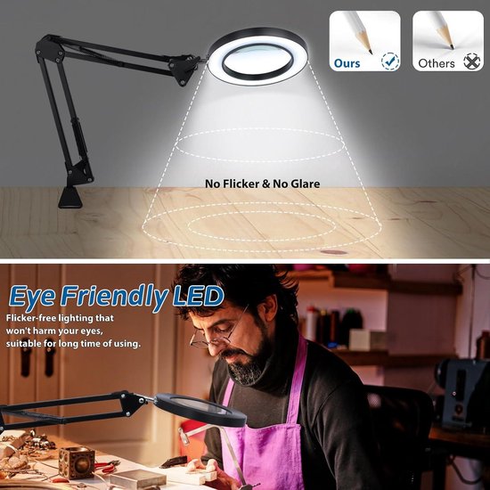 NZQXJXZ Grote 10X Hands-Free Vergrootglas met Licht voor Lezen