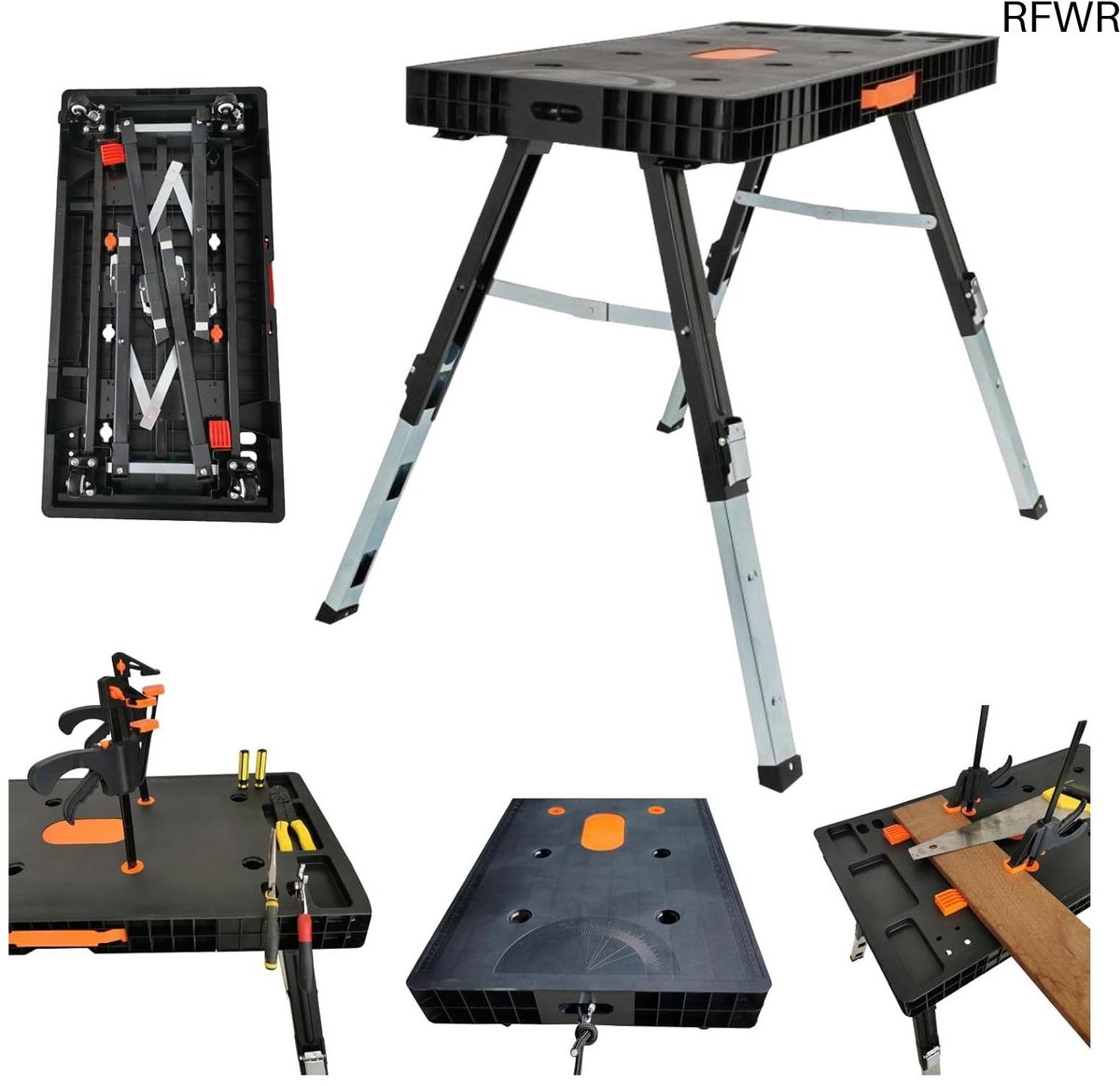 RFWR® 5-in-1 Werktafel met Telecopische Poten en In hoogte Verstelbaar Werkoppervlak