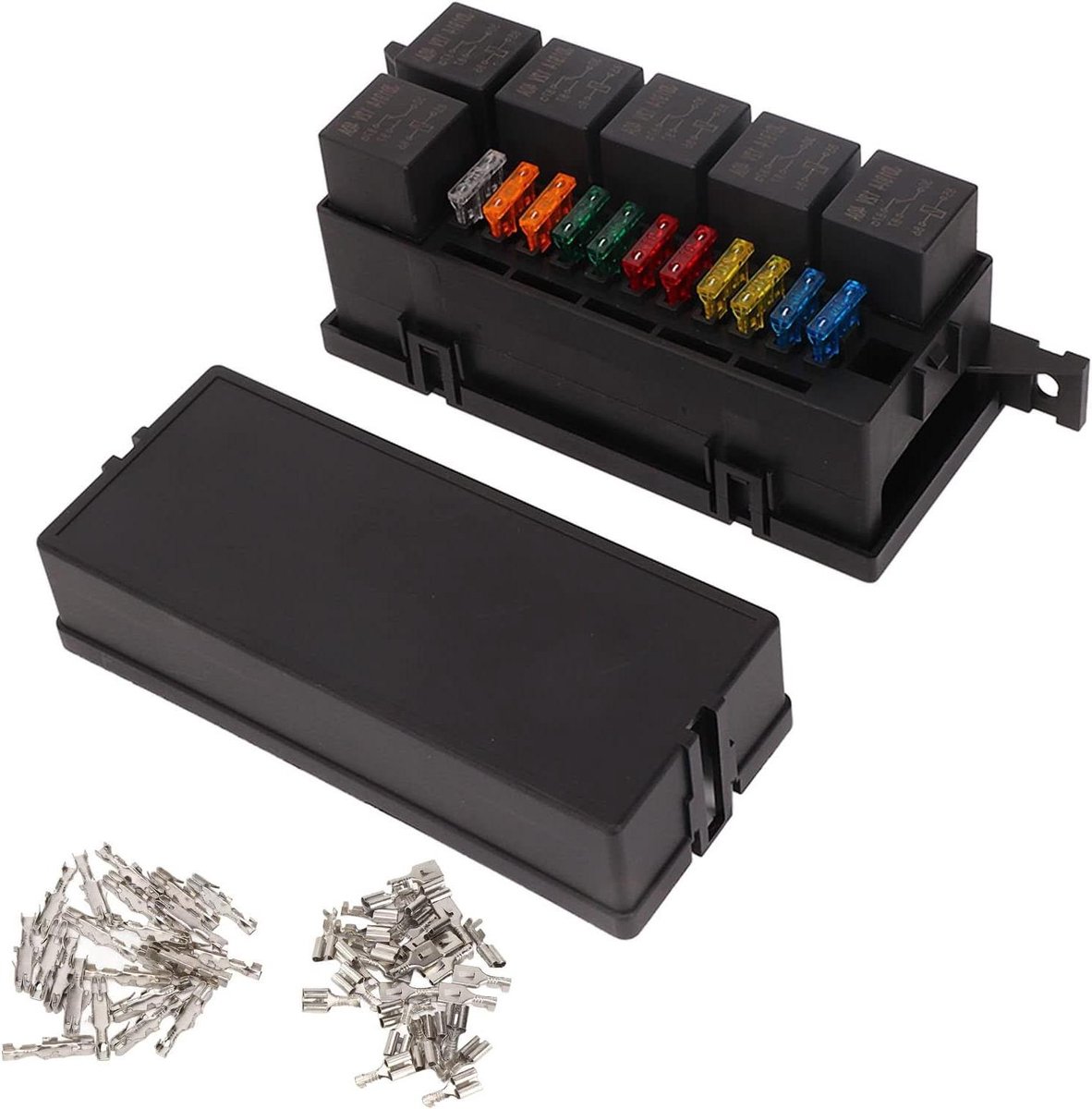 Waterdichte Relaiskast 12V 6 Slots voor Auto Vrachtwagen Marine Boot met Z-beugel ATC ATO Houder