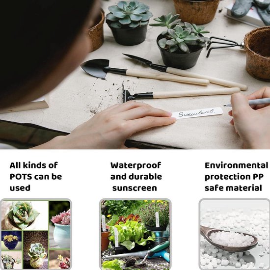 24 sets plantenlabels, herbruikbare leisteen plantenmarkers natuurlijke weerbestendige tuinborden waterdichte hangende leisteen plantenbaktags met metalen palen en stenen krijten voor kruidenbloem groenteplant pot