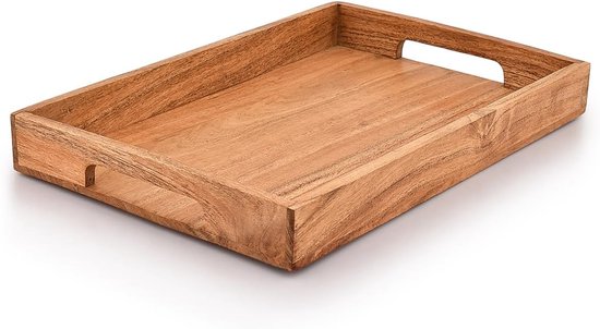 Romadedi Rechthoekig houten dienblad, decoratie: 38 cm, hout, decoratief dienblad, langwerpig, vintage, kaarsendienblad, houten schaal voor kaarsen, tafel, centerpiece, tafeldecoratie, thuis