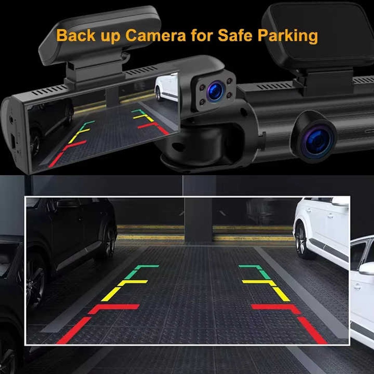 Dashcam voor en binnen dubbele camera, 1080P DVR Dashcam-rijrecorder met 3,16 inch IPS-scherm, 170° groothoekondersteuning, helder nachtzicht, botsingsvergrendeling en lusopname – foto 5