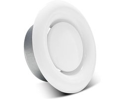 Allecto Plus - Verstelbare Ronde Plafond Vent Cover 100mm - Ventilatierooster Wit Metaal - Badkamer Keuken Toilet Caravan - Ventilatie Cover - Ventilatiesysteem