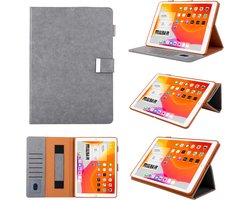 Beschermhoes iPad 10.2 (2019/2020/2021) – Premium Leren Zakelijke Hoes met Converteerbare Standaard & Auto Sleep – Grijs