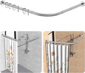 Tringle à rideau de douche Tige télescopique en forme de L en acier inoxydable 304 95-125x95-125 cm - tringle à rideau de douche d'angle sans perçage - avec 18 anneaux - argent