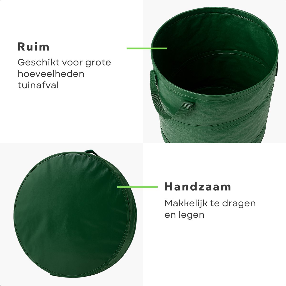 Cheqo® Opvouwbare XXL Tuinafvalzak - Opvouwbare afvalzak - Afvalzakken - Prullenbak - Tuinzak - Wasmand - Tuinafval Zak - Bladzakken - Grote Zak met Hengsels - Duurzaam en Handig — cadeau in Cadeau-ideeën - foto 2