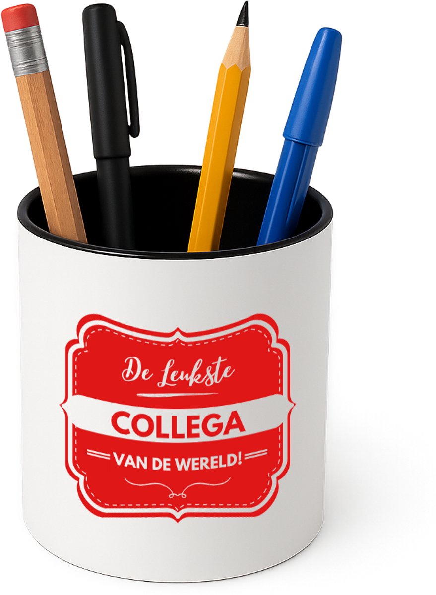Hacebo® - De leukste collega Pennenbakje - Collega - een collega - pennenhouder - werk - afscheidscadeau - verjaardagscadeau - Pennenbakje zwart