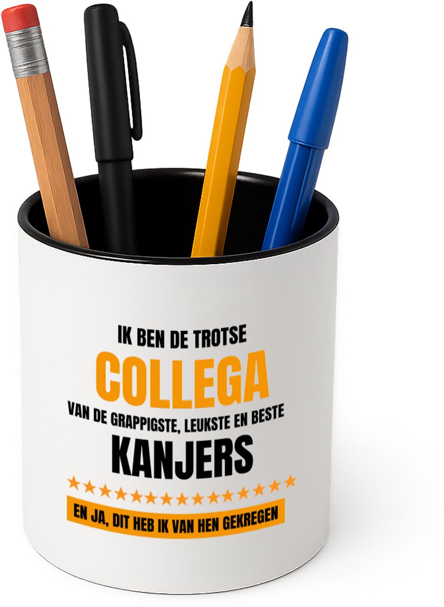 Hacebo® - Trotse collega Pennenbakje - Collega - een collega - pennenhouder - werk - afscheidscadeau - verjaardagscadeau - kado - Pennenbakje zwart