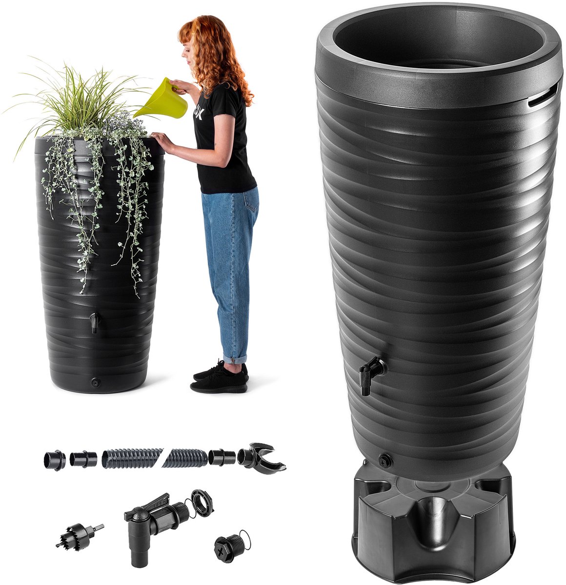 Maser 240L regenwatertank met aansluitset en standaard