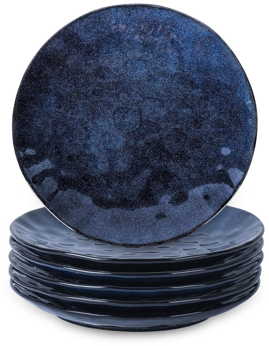 Vicray's keramische dinerborden, set van 6, Ø 27 cm, porseleinen dinerborden of ontbijtborden voor uw favoriete gerechten, vaatwasserbestendig (sterrenblauw)
