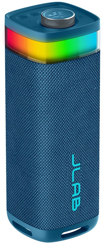 JLab Jbuds Bluetooth Speaker Draadloos - Draagbare Muziekbox - 12 uur Batterijduur - 30 Watt - Bass Boost - IPX6 Waterproof - Multipairing - Instelbare Party Lights - App Equalizer - Blauw
