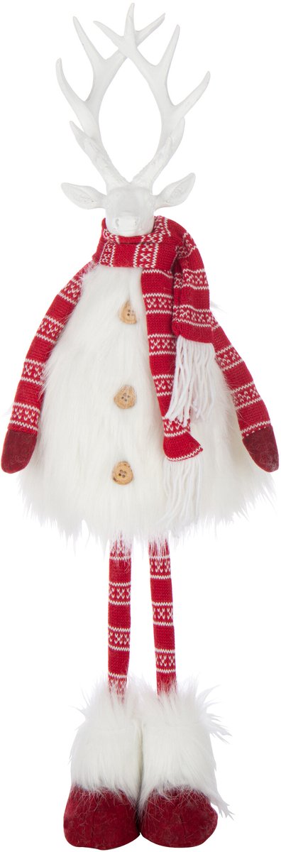 J-Line figuur Hert Bont + Sjaal - polyresin - wit/rood - medium