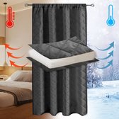 Rideau occultant Qelus 280 g/m² matelassé - Mélange coton - Isolation thermique et phonique été comme hiver - 140 x 245 cm - Embrasses offertes - Grijs