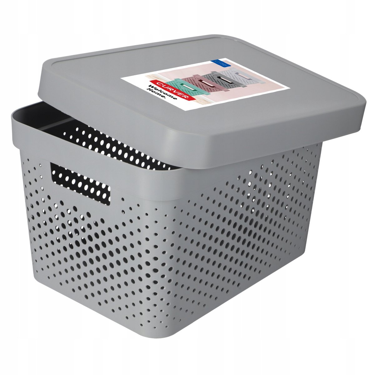 Curver Infinity Serie - Opbergdoos met Deksel - Ajour - 17L - Lichtgrijs