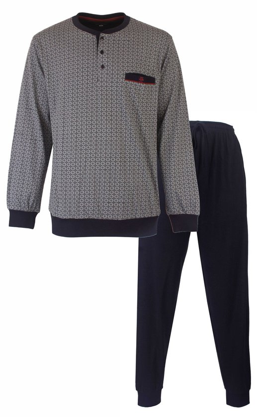 Paul Hopkins Heren Pyjama - Katoen - Met Boorden - Donker Blauw - Maat XL