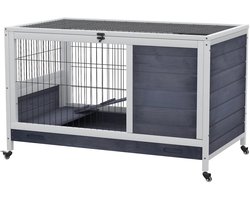 Konijnenhok - Voor buiten - Weerbestendig - Konijnenren - Kooi - Groot konijnen Hok - Donkergrijs